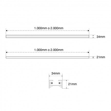 Binario Monofase serie "Solid" - 1 e 2 metri