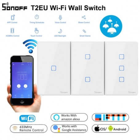 SONOFF TX T2US1C Interruttore Smart a parete Wifi un tasto con RF Cassette  503