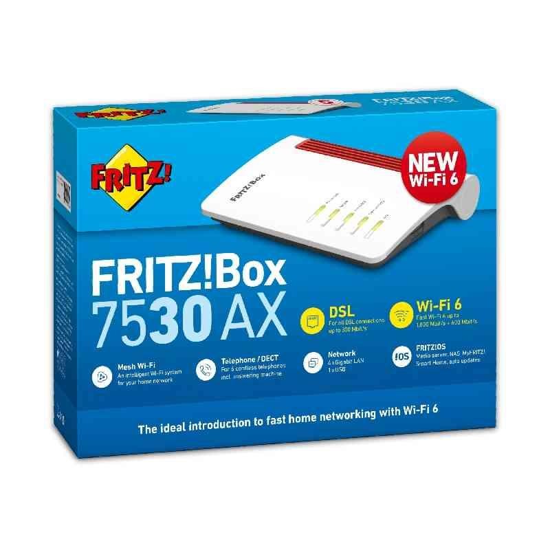 FRITZ!Box 7530 AX router wireless Gigabit Ethernet Dual-band (2.4 GHz/5 GHz) Bianco